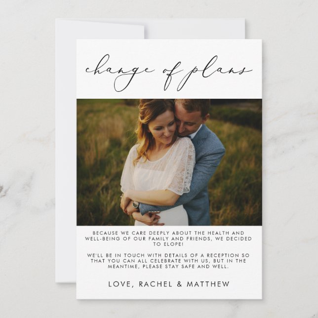 Faire-part Photo de mariage élégant / Changement de plans (Devant)