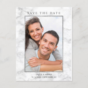 Faire-Part Photo de Mariage en Marbre Blanc Modern