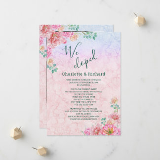 Faire-part Photo de mariage floral aquarelle vert chic et ros