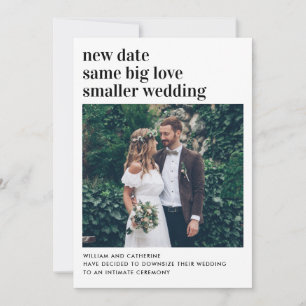 Faire-part Photo de mariage plus petit Nouvelle date Même amo