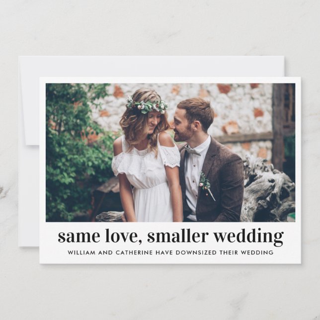 Faire-part Photo de mariage réduit avec le même amour moderne (Devant)