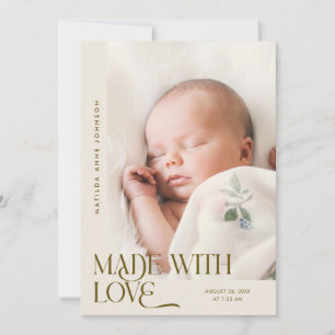 Faire-part Photo de naissance à la Crème Faite Avec Amour