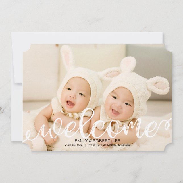 Faire-part photo de naissance de bébé manuscrit (Devant)