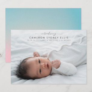 Faire-part Photo de naissance de bébé rose bleu pastel célest