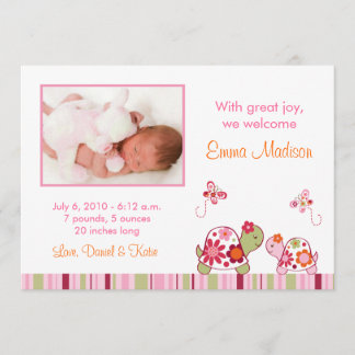 Faire-part Photo de naissance de la tortue tropicale branchée