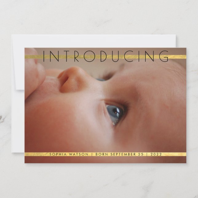 Faire-part photo de naissance Gold Foil (Devant)