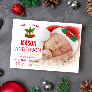 Faire-part Photo de Noël pour annoncer la naissance de bébé