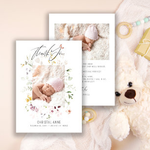 Faire-part Photo de remerciement pour nouveau-né bébé fille n
