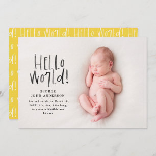 Faire-part Photo de typographie jaune moderne et minimaliste