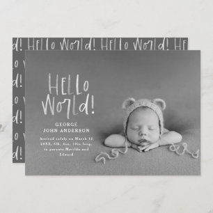 Faire-part Photo de typographie minimaliste moderne en noir e