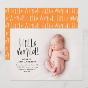 Faire-part Photo de typographie orange minimaliste moderne