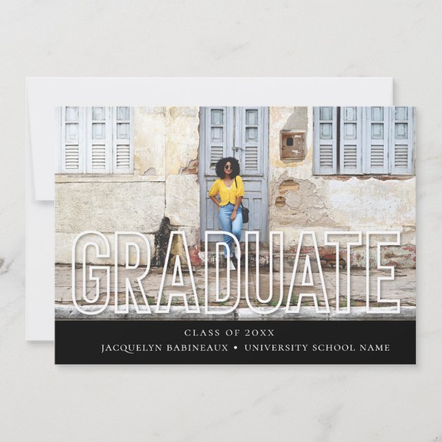 Faire-part photo des diplômés en typographie moder (Devant)