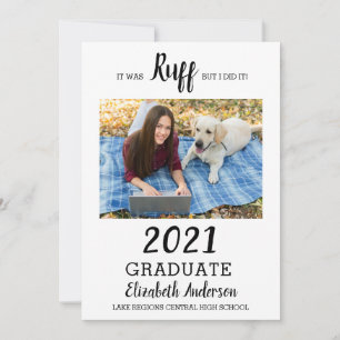 Faire-part Photo Drôle C'Était Ruff Classe De 2021 Diplômé
