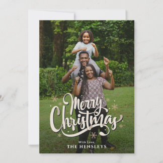 Faire-part Photo et nom de famille élégant | Joyeuses fêtes