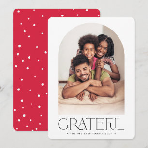 Faire-part PHOTO FAMILIALE 2023 Arc minimaliste GRATEFUL roug
