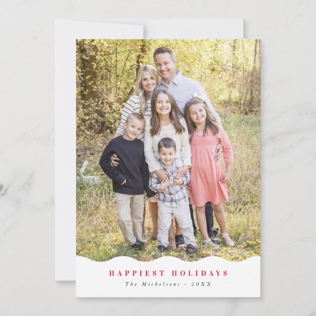 Faire-part PHOTO FAMILIALE de 2024 vague de vacances minimum  (Devant)