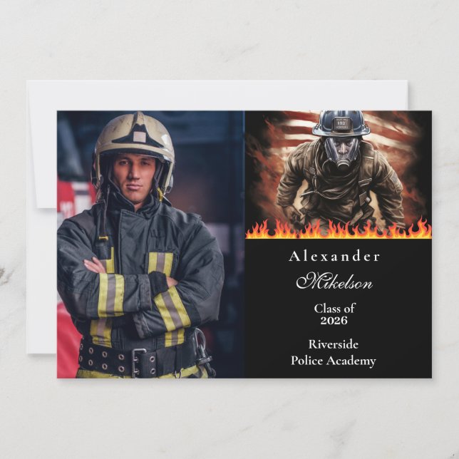 Faire-part Photo Firefighter Hero Graduation (Devant)