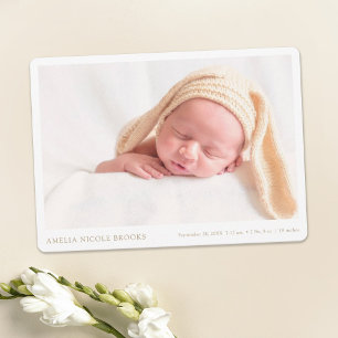 Faire-part Photo Gold personnalisée Nouveau bébé garçon ou fi