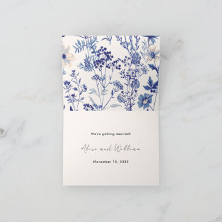 Faire-part Photo Indigo Blue and Cream Fleur sauvage Mariage