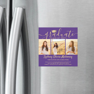 Faire-part photo Magnetic Purple Gold Graduation