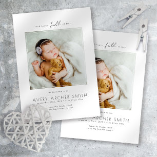 Faire-part Photo minimaliste moderne naissance bébé