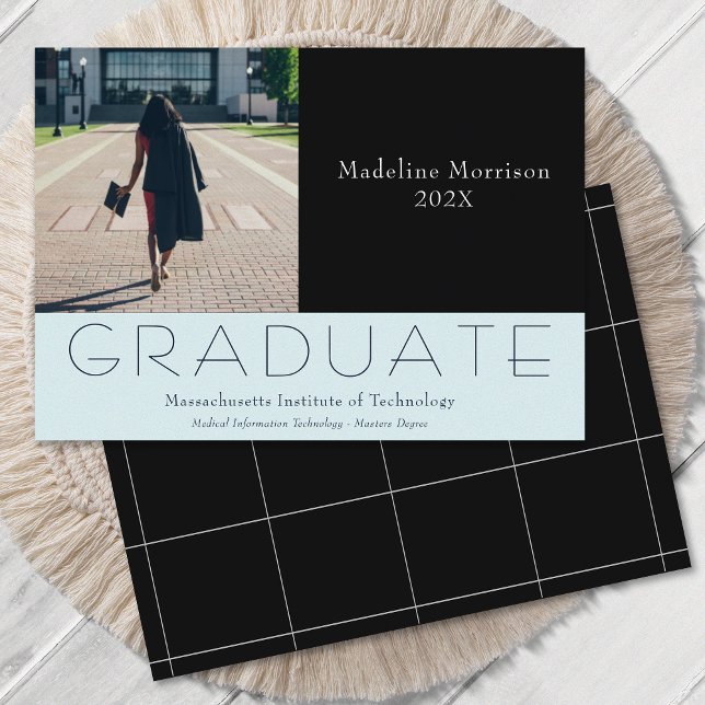 Faire-part Photo moderne Black Aqua (Créateur téléchargé)