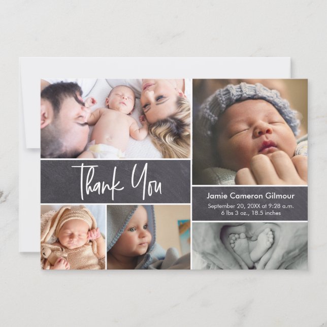 Faire-part Photo moderne Collage Baby shower Merci naissance (Devant)