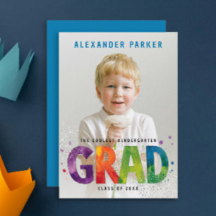 Faire-part Photo moderne colorée Diplôme d'aquarelle Typo