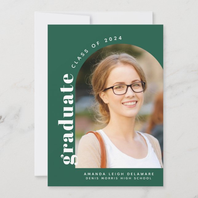 Faire-part Photo moderne Green Arch 2024 Graduation (Devant)
