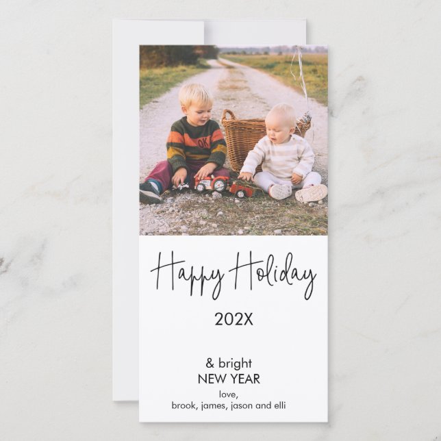 Faire-part Photo moderne Joyeuses Fêtes de Noël Photocard (Devant)