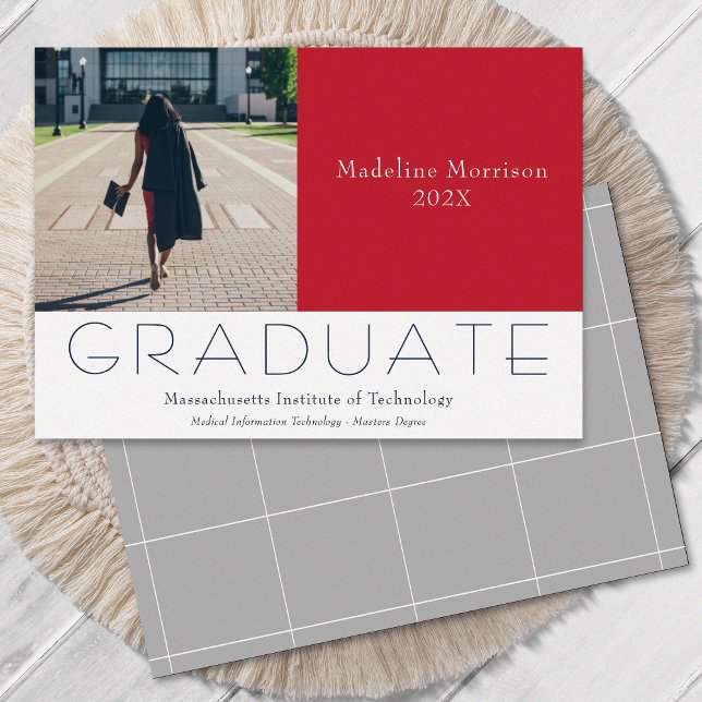 Faire-part Photo moderne Red Grey (Créateur téléchargé)