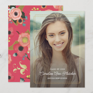 Faire-part Photo personnalisée Moderne Floral Graduation Fair