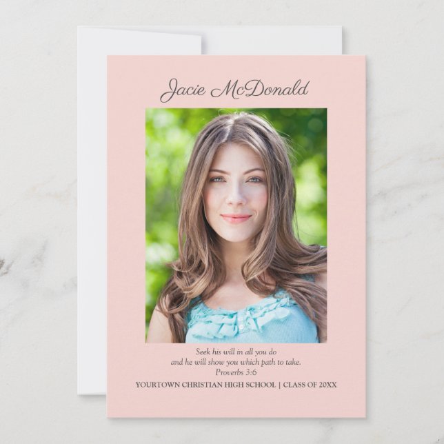 Faire-part photo Pink Christian Graduation (Devant)