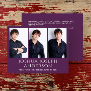 Faire-part photo raffinée Purple Graduation