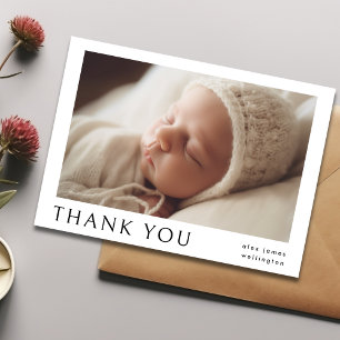 Faire-part Photo simple moderne Nom bébé Merci