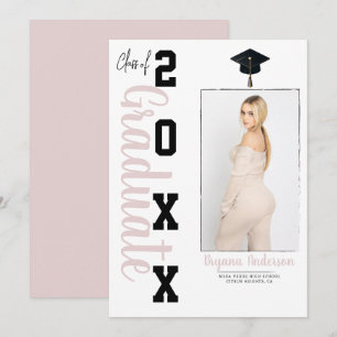 Faire-part photo tendance Pink Black Graduation