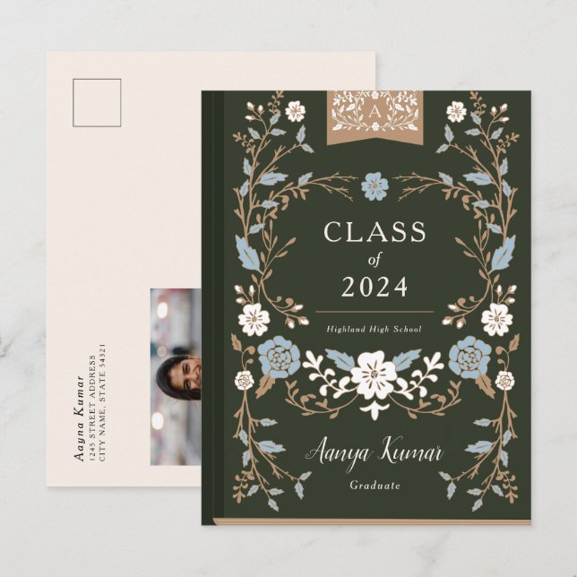 Faire-part photo vintage de la Bibliothèque (Devant / Derrière)