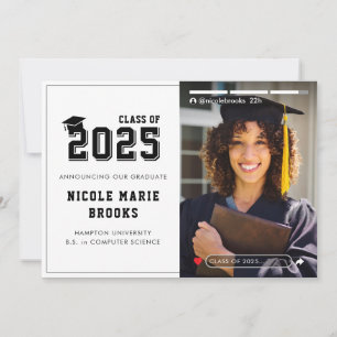 Faire-part Photo White Graduation sur les médias sociaux