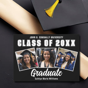 Faire-part Photographie noir blanc moderne Collage Graduation