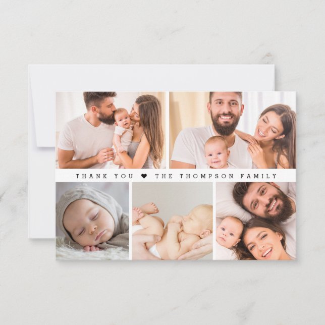 Faire-part Photos Nouveau-né moderne bébé merci note personna (Devant)