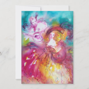 Faire-part PIERROT ET ARLECCHINA Carnaval vénitien,