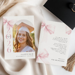 Faire-part Pink Bow Graduation Announcement