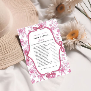 Faire-part Pink Fleur sauvage Tea bride & Groom Trivia Game C