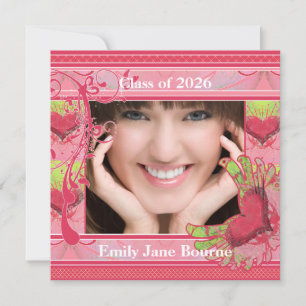 Faire-part Pink Winged Heart Graduation Picture Class of 2012