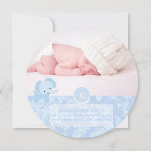 Faire-part PixDezines bleu toile+éléphant