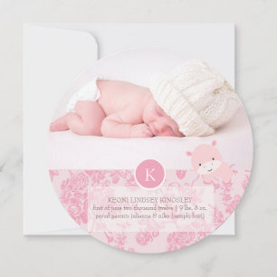 Faire-part PixDezines hippo rose+toile