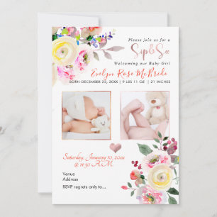 Faire-part PixDezines SIP+VOIR, ROSES DE COULEUR D'EAU PASTEL