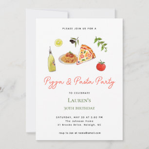 Faire-part Pizza & Pasta Party Anniversaire