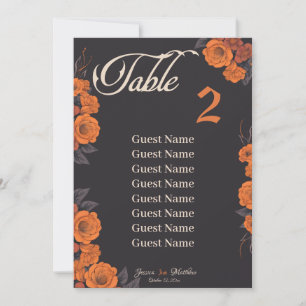 Faire-part Plan de table individuel pour Orange Flowers