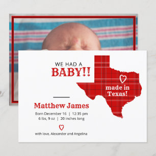 Faire-part Plaque Rouge Faite Au Texas Photo Horizontale